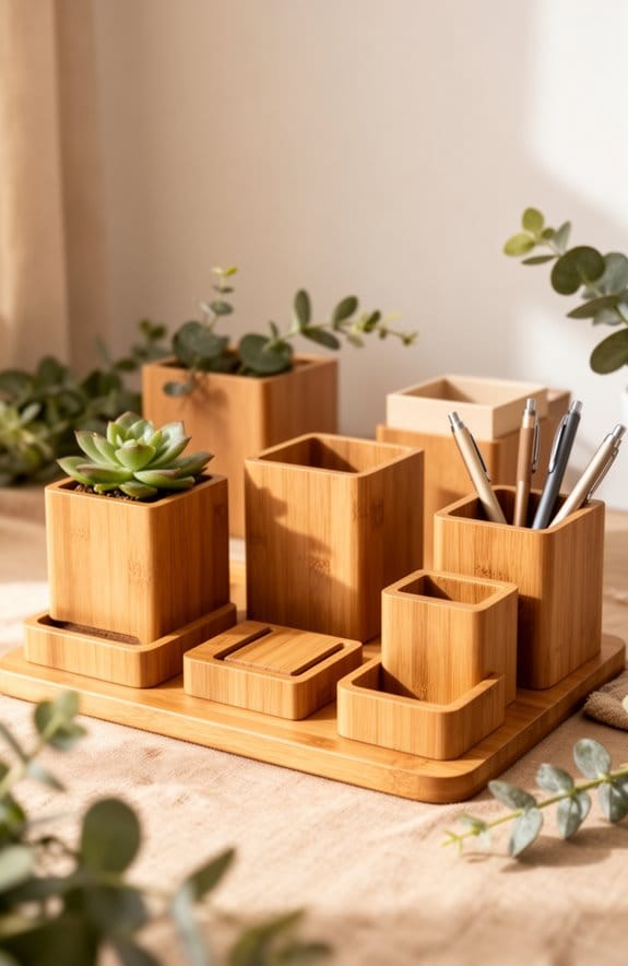 stylish bamboo desk organizers